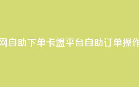 卡盟平台官网自助下单 - 卡盟平台自助订单操作指南。  第1张