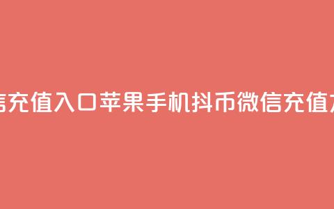 抖币微信充值入口苹果手机(抖币微信充值方法分享)  第1张 抖币微信充值入口苹果手机(抖币微信充值方法分享)  第1张