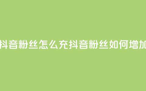 抖音粉丝怎么充(抖音粉丝如何增加) 第1张 抖音粉丝怎么充(抖音粉丝如何增加) 第1张