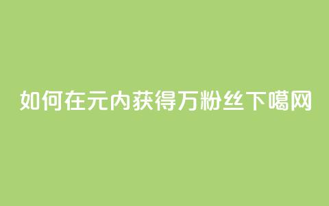 如何在1元内获得3万粉丝?  第1张 如何在1元内获得3万粉丝?  第1张