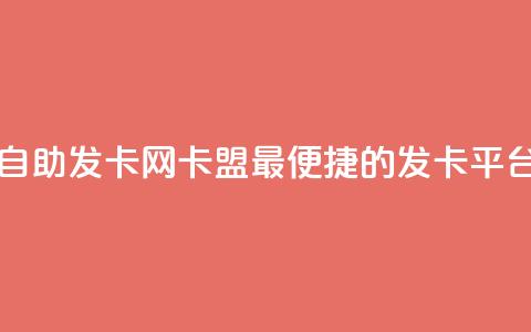 自助发卡网卡盟——最便捷的发卡平台  第1张 自助发卡网卡盟——最便捷的发卡平台  第1张