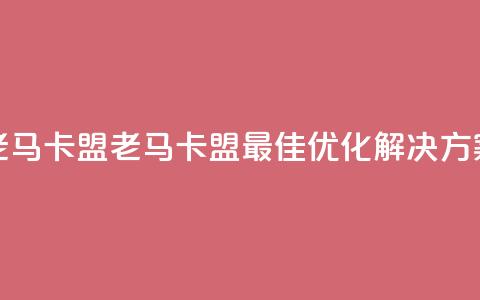 老马卡盟(老马卡盟:最佳SEO优化解决方案)  第1张 老马卡盟(老马卡盟:最佳SEO优化解决方案)  第1张