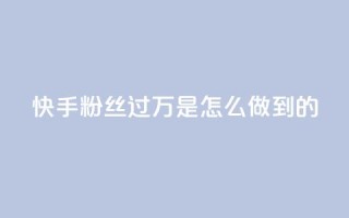 快手粉丝过万是怎么做到的,快手刷播放秒到 - ks便宜24小时业务 - qq买点赞1毛10000赞