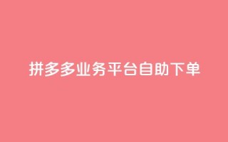拼多多业务平台自助下单 - 彩虹代刷社区一手货源