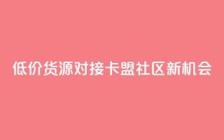 低价货源对接:卡盟社区新机会