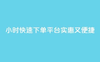 24小时快速下单平台,实惠又便捷
