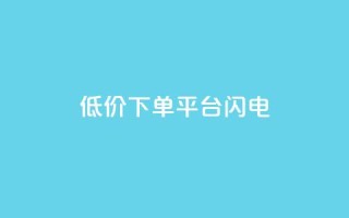 dy低价下单平台闪电 - 快手业务免费平台