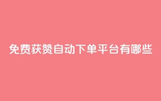 免费获赞自动下单平台有哪些 - 免费获赞自动下单:多种平台供选择!