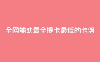全网辅助最全提卡最低的卡盟 - 全网最全提卡平台，最低价格卡盟推荐~