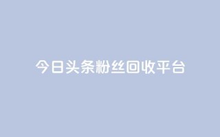 今日头条粉丝回收平台 - 免费业务自助下单网站