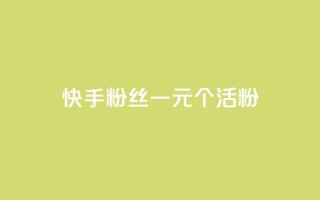 快手粉丝一元1000个活粉 - 快手低价获取1000个真实粉丝的方法揭秘~