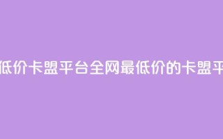 全网最低价卡盟平台(全网最低价的卡盟平台优选)