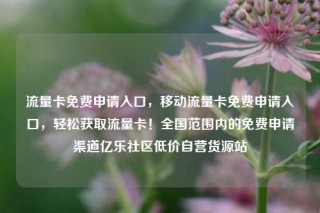 流量卡免费申请入口，移动流量卡免费申请入口，轻松获取流量卡！全国范围内的免费申请渠道亿乐社区低价自营货源站