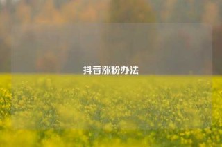 抖音涨粉办法