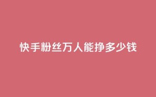 快手粉丝4万人能挣多少钱 - 24小时低价自助下单视频号