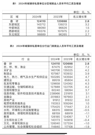 2024年城镇单位就业人员年平均工资情况