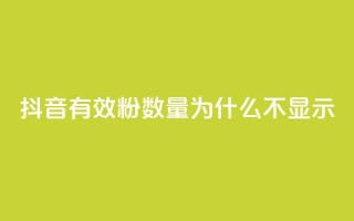 抖音有效粉数量为什么不显示 - 为何抖音有效粉丝数不显示?!