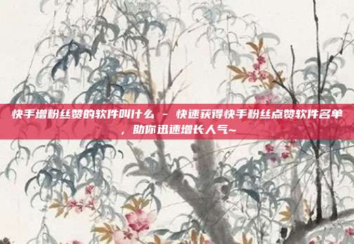 快手增粉丝赞的软件叫什么 - 快速获得快手粉丝点赞软件名单，助你迅速增长人气~  第1张