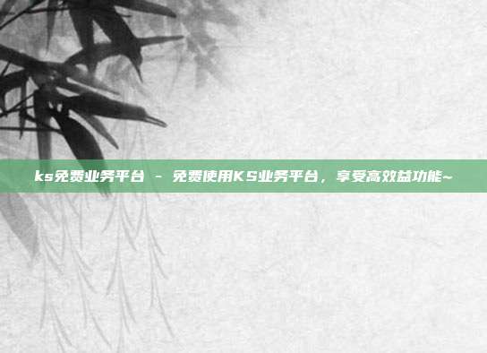 ks免费业务平台 - 免费使用KS业务平台，享受高效益功能~  第1张