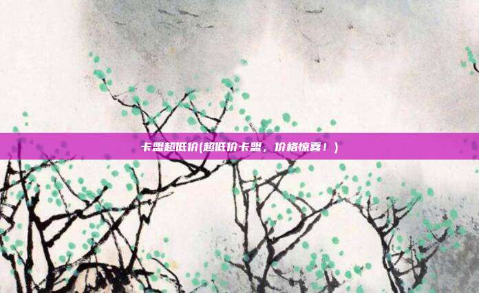 卡盟超低价(超低价卡盟，价格惊喜！)  第1张