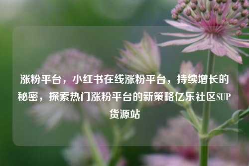 涨粉平台	，小红书在线涨粉平台，持续增长的秘密，探索热门涨粉平台的新策略亿乐社区SUP货源站  第1张