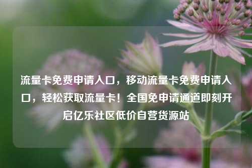 流量卡免费申请入口，移动流量卡免费申请入口	，轻松获取流量卡！全国免申请通道即刻开启亿乐社区低价自营货源站  第1张