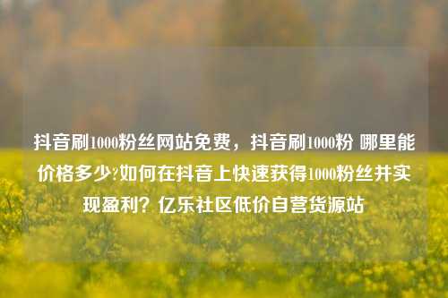 抖音刷1000粉丝网站免费，抖音刷1000粉 哪里能价格多少?如何在抖音上快速获得1000粉丝并实现盈利？亿乐社区低价自营货源站  第1张