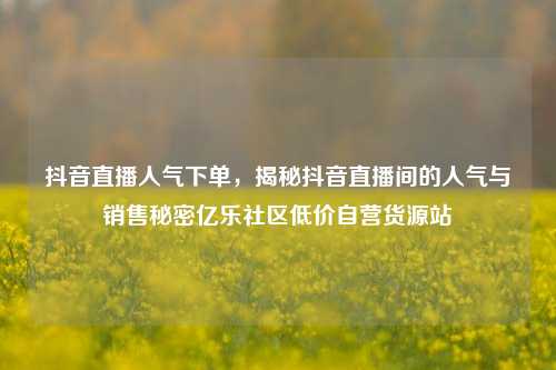 抖音直播人气下单，揭秘抖音直播间的人气与销售秘密亿乐社区低价自营货源站  第1张