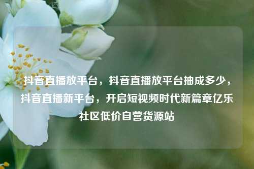 抖音直播放平台，抖音直播放平台抽成多少，抖音直播新平台	，开启短视频时代新篇章亿乐社区低价自营货源站  第1张