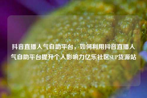 抖音直播人气自助平台，如何利用抖音直播人气自助平台提升个人影响力亿乐社区SUP货源站  第1张